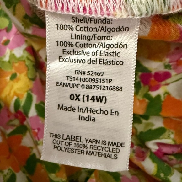 Terra & Sky Bright Floral Midi Dress Puff Sleeve Tie Detail Pink OrangeGreenBoho - Picture 4 of 7